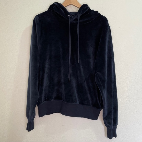 Urban Outfitters Tops - Urban Outfitters Easy Does It Velour Hoodie Sweatshirt - Midnight Blue